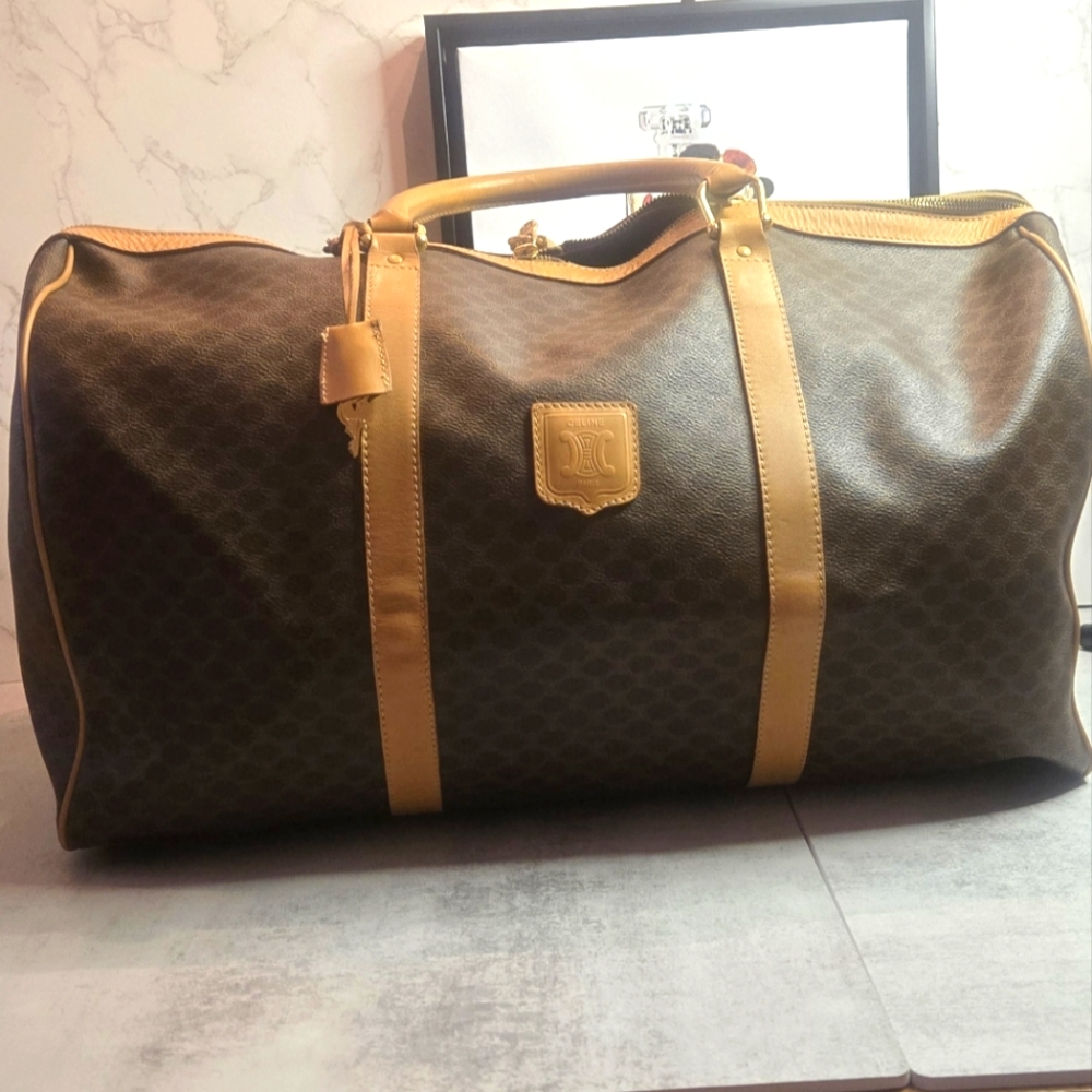 Celine vintage Triomphe Duffle in Macadam Coated Canvas
